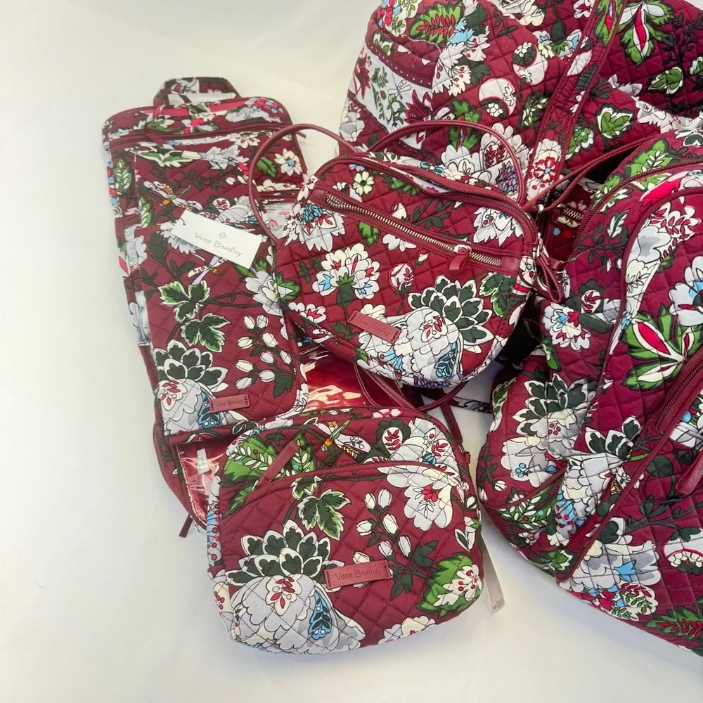 NEW Massive Lot of Vera Bradley Bordeaux Blooms Dragonfly Bags, Robe, Tumbler - Picture 3 of 16